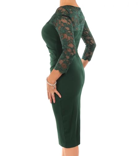 Robe col bateau en dentelle fine et coupe crayon ajustée chic - 2