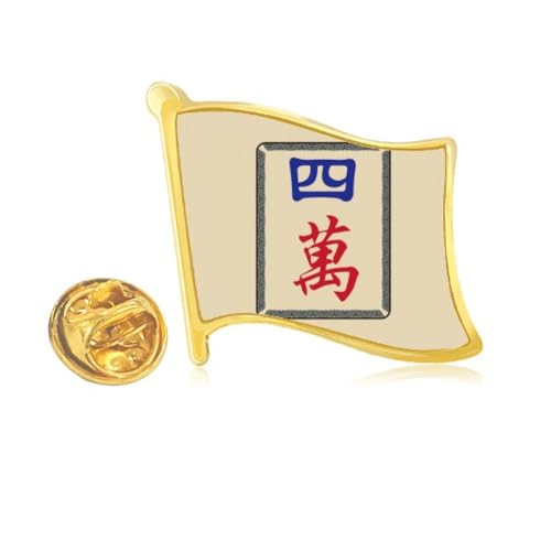 Mahjong Million 4 Carreaux avec motif drapeau en métal doré pour jeu traditionnel