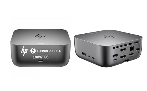 Image of HP Thunderbolt 4 Ultra 180W G6 Dock (9X481UT), 13-in-1 USB-C Docking Station with Max 180W Charging, 4X 4K Displays, 3-Yr Warranty, RJ45, HDMI, 7 USB Ports, 2X DisplayPort for Laptop, MacOS, ChromeOS