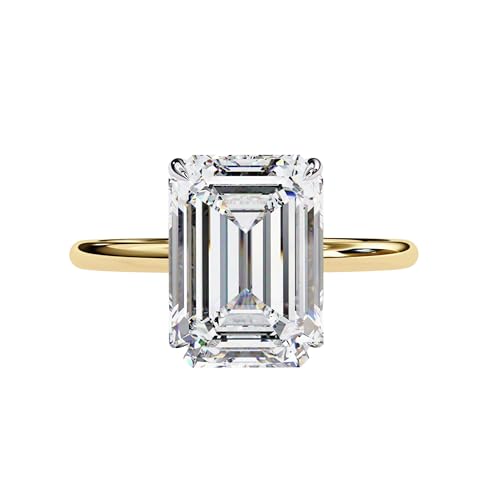 4.00CT Emerald Cut Moissanite Solitaire Two Tone Engagement Rings For Women, Unique Emerald Wedding Anniversary Ring, Solid Gold Proposal Ring, Symbol Of Eternal Love (925 Silver)4