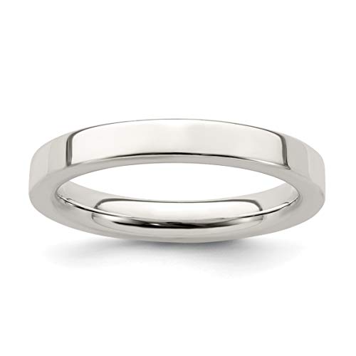 3mm Flat Comfort Fit Sterling Silver Wedding Band Ring