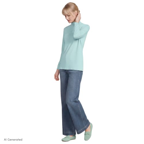 Image of Lands' End Women's Cotton Mock Turtleneck