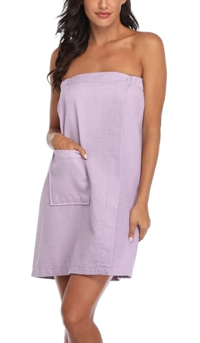 Image of 3 Pcs Towel Wrap for Women Lightweight Waffle Spa Bathrobe Cover Up Bath Shower Wraps with Adjustable Closure