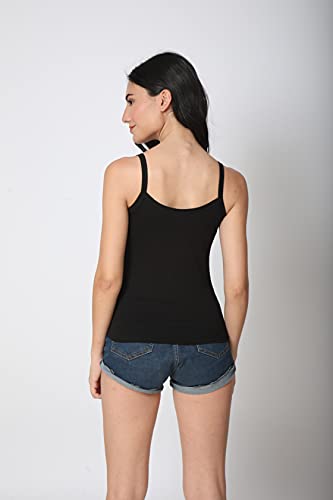 Image of Good Connection Women's Spaghetti Straps Plain Cotton Camisole Slip Seamless Tank Top
