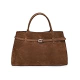Bolso Tote de Piel Sintética para Mujer, Bolsos Tote de Ante, Bolso de Trabajo Retro con Asa Superior, Bolsos Hobo Holgados (Brown,One Size)