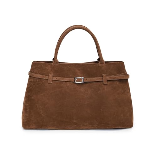 Bolso Tote de Piel Sintética para Mujer, Bolsos Tote de Ante, Bolso de Trabajo Retro con Asa Superior, Bolsos Hobo Holgados (Brown,One Size)
