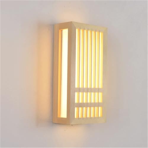 Aplique de pared de madera Lámpara de pared LED japonesa Lámpara de pared de registro cuadrado 8W 3000K Accesorio de iluminación para decoración del hogar para dormitorio, sala de estar, pasillo, sala