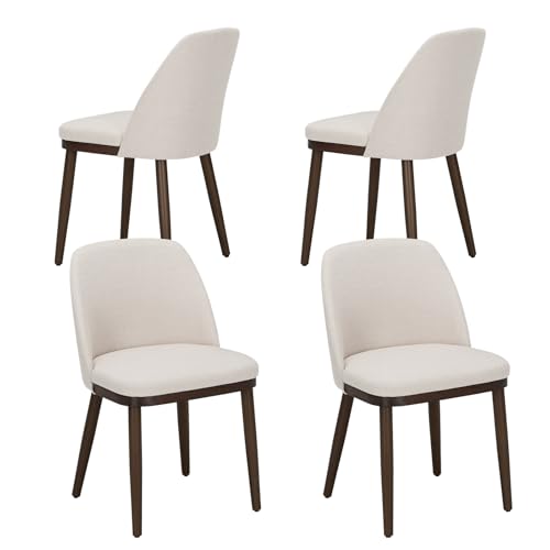 COLAMY Upholstered Dining Chairs Set of 4, Modern Kitchen Chairs with Back, Fabric Side Dining Room Chairs with Wood Legs for Kitchen Dining Room Restaurant, Beige