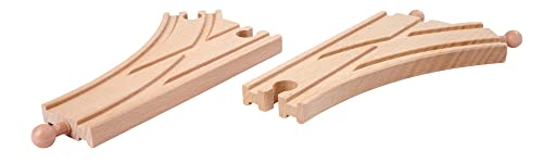 Eichhorn Schienenbahn 100006401 Weichen-Set, 2 teilig, FSC zertifiziertes Buchenholz, verbaubar mit Anderen Schienenbahnsystemen