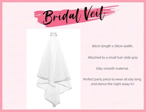 Accesorios de despedida de soltera con velo, banda de novia y tatuajes (18 uds) 5