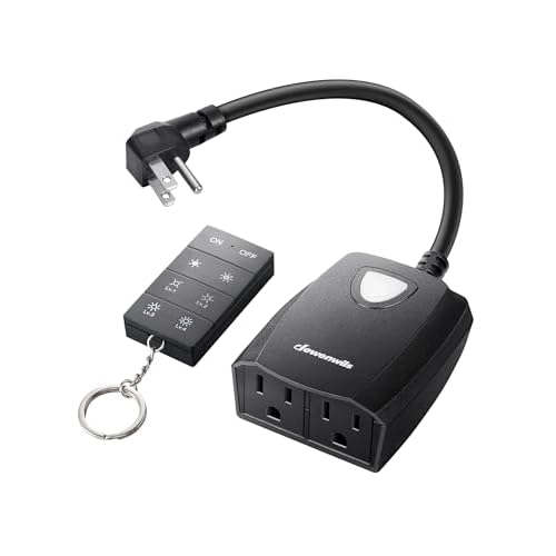 DEWENWILS Outdoor Dimmer for String Lights, 125V, 100FT Remote Control Range, Waterproof Plug- in Dimmer for Dimmable LED/Tungsten Bulbs Dimmer with 2 Ports