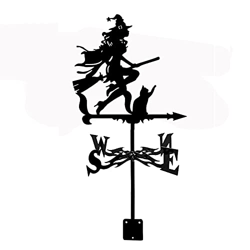 Girouette pour jardin au motif de sorcière, décoration en acier pour patio et cour extérieure
