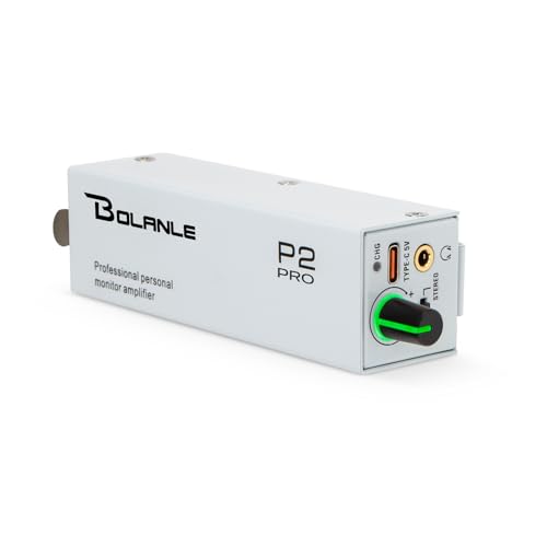 Bolanle P2 USB-C Portable in-Ear Monitor Amplifier 5V DC/AAA Battery XLR/TRS Input 3.5mm Output 7-Color LED Stereo/Mono Switch for Keyboardists Drummers Live Stage