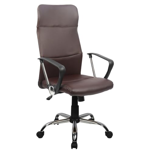 SVITA Aiko Bürostuhl Schreibtischstuhl Arbeitsstuhl Chefsessel mit Rollen Armlehnen hohe Rückenlehne höhenverstellbar Wippmechanismus Braun