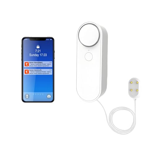 Lancoon WiFi Fuga de Agua Tuya Smart Sensor Alarma Volumen Alto App Alerta Monitoreo con 6.5 Pies Línea de Detección para Piscina Tanque de Peces Acuario