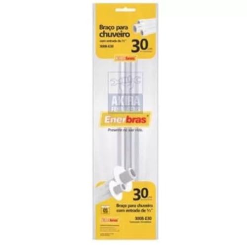 KIT DE DUCHA ENERDUCHA 4 TEMPERATURAS 6800W 220V PRATA ENERBRAS COM BRACO 30CM BRANCO JATO RETO DUPL