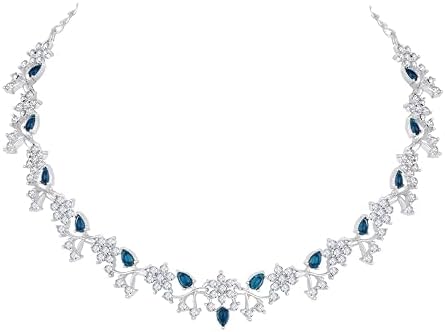 Atasi International American Diamond AD with Colorful Crystal Necklace Jewellery Set for Women/Girls | Perfect for Weddings, Parties & Festive Occasions
