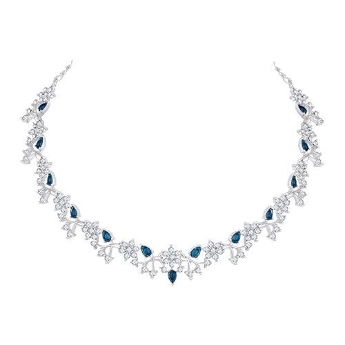 Atasi International American Diamond AD with Colorful Crystal Necklace Jewellery Set for Women/Girls | Perfect for Weddings, Parties & Festive Occasions