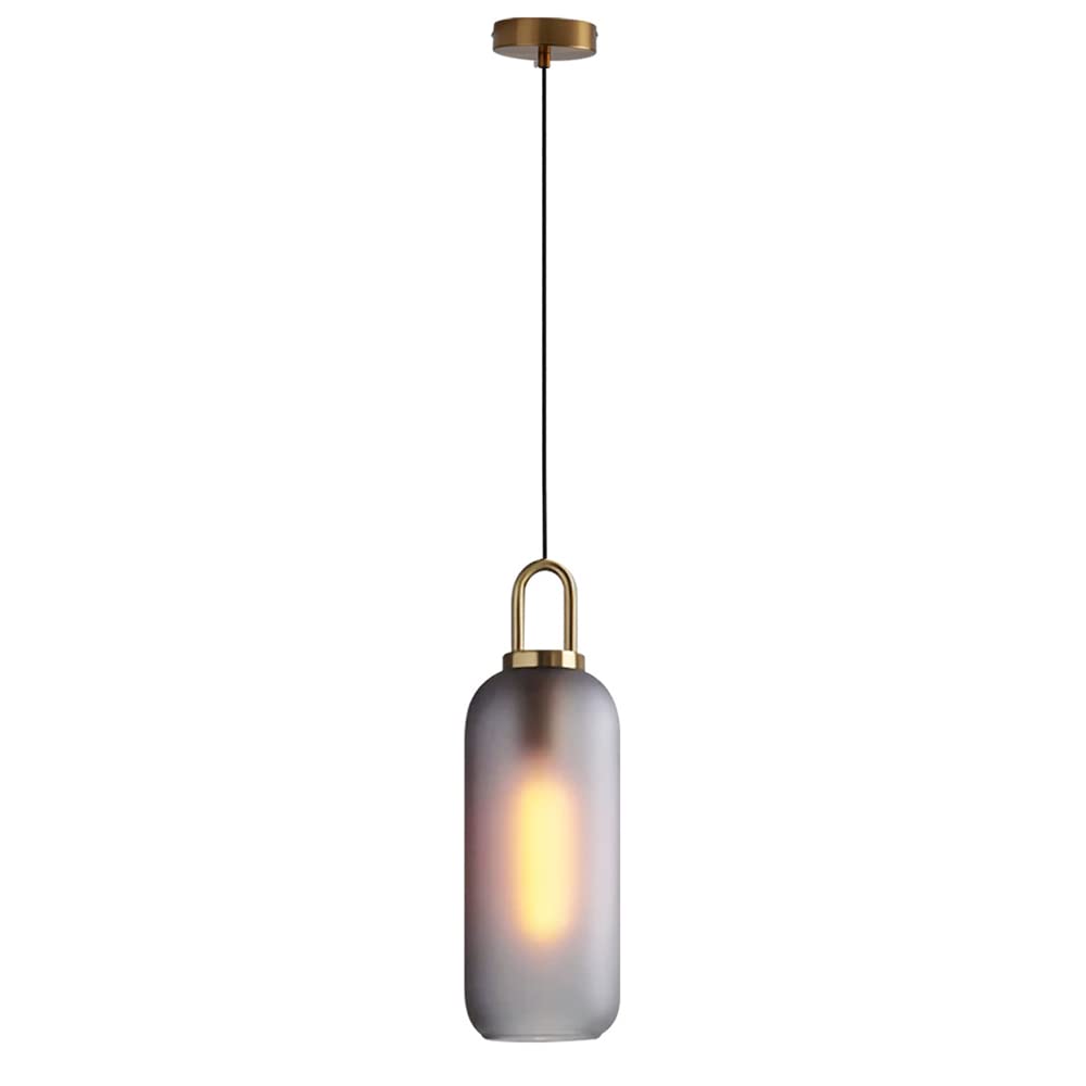 FYZDLAOR Smoke Glass Pendant Ceiling Fixture,Adjustable Length,for Bedroom Bedside Table Kitchen Island Dining Room Interior Chandelier（E27）