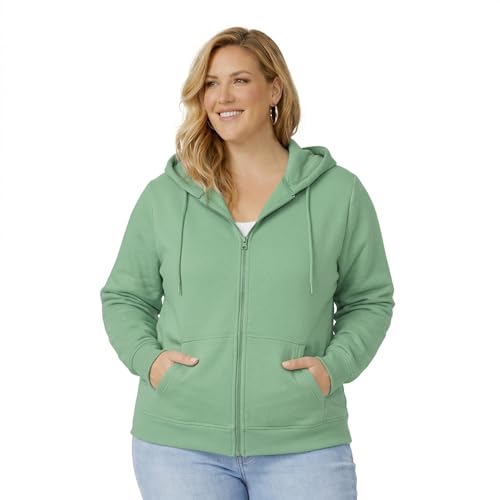 Image of HOODLIFE True-Fit Women's Plus Size Zip-Up Hoodie Jacket - Soft Cotton Fleece Sweatshirt with Hood, Full Zipper, Pockets - Casual Everyday Winter Wear