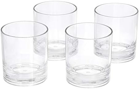 Amazon Basics Tritan Double Old Fashioned Glasses - 13-Ounce, Set Of 4(Plastic Material)