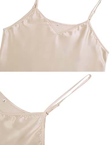 Sumeyuyu-Pijama-de-Satini-Mujer-Saten-Camison-Vestido-Largo-de-Seda-Saten-Camison-de-Mujer