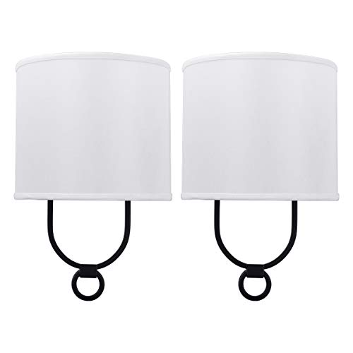 VILUXY Modern Wall Sconces Bedside Wall Sconce Lighting Fixture with White Fabric Shade for Bedroom, Hallway, Entryway, Passway, Bathroom, Vanity 2 Pack - Thumbnail 4