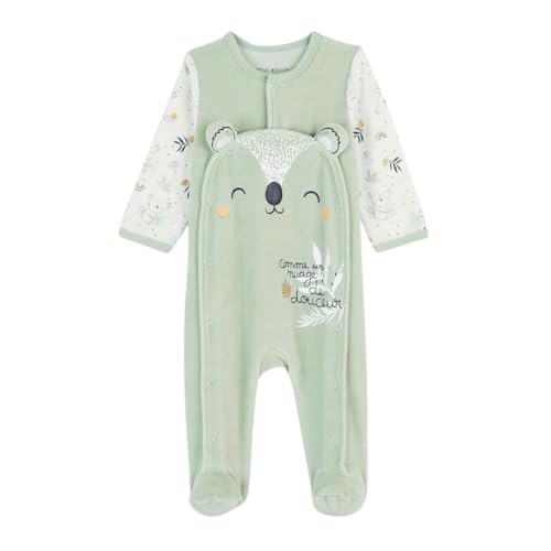 Petit Béguin - Pyjama bébé en velours ouverture pont Nuage