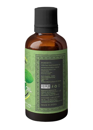 Image of Heilen Biopharm Food Grade Edible Tulsi (Holy Basil) Essential Oil - 50 mL Bottle Pack of 1, For Hair, Skin, Body Massage & Aromatherapy