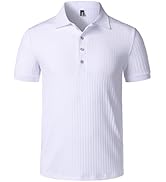 JEMITOP Men's Stretch Knit Slim Fit Polo Shirts Casual Short Sleeve Ribbed Collar Muscle Golf Shirt