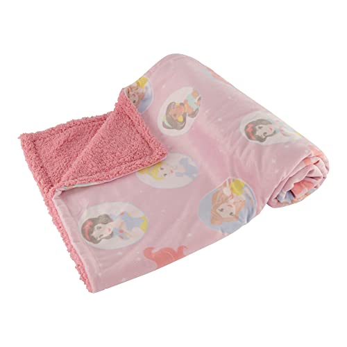 Image of Disney Character Fuzzy Double Sided Mink and Sherpa Baby Blanket, Ultra-Soft and Plush Mink Sherpa Newborn Throw for Infants, Measures 30x35