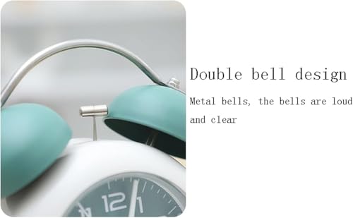 Image of Classic Retro Twin Bell Alarm Clock | Silent Non-Ticking Analog Table Clock with Loud Alarm Ringer & Night Light, Luminous Dial Bedside Clock for Kids, Students, Bedroom & Study Table