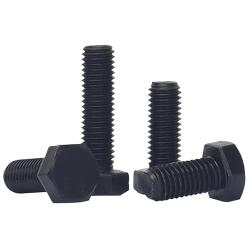 10Pcs M7 x 1.0 Pitch 8.8 Grade Carbon Steel Hex Head Bolts GB5783 Zinc Plated Black Oxide Flat Head Hexagonal Machine Screws Fasteners for Machinery Repair (Blackened full thread m7*1 * 25)