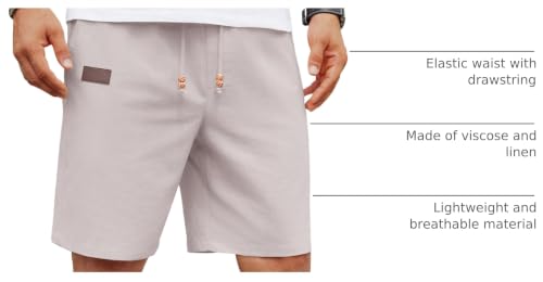 Image of COOFANDY Mens Casual Linen Shorts Elastic Waist Drawstring Loose Fit Summer Beach Vacation Shorts with Pockets