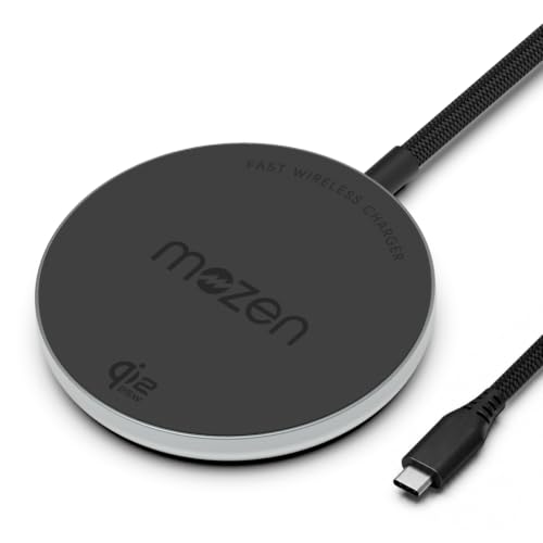 Image of Mozen Air 470 Qi 2.2 Wireless Charger /Magsafe Charger, Qi 2.2, 25W Wireless Charging with Mag Safe Compatibility, Magnetic Ring Included, Compatible with iPhone & Wireless Charging Devices