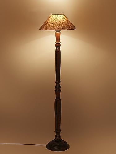 Image of Devansh Beige Jute Wooden Floor Lamp -1