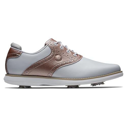 FootJoy Women's Traditions Previous Season Style Golf Shoe, White/Rose Gold, 92