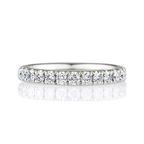 MRENITE Solid 10K/14K/18K Gold 0.42 ct. t.w. Lab-grown Diamond Eternity Band for Women Round Diamonds Stackable Rings for Wedding Anniversary Engagement (D-F color, SI clarity)