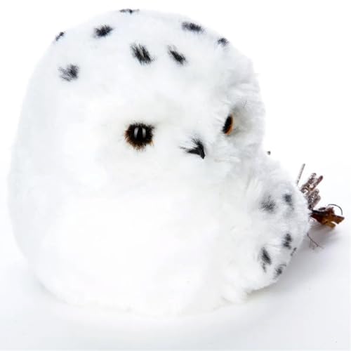 Atmosphera Créateur d'intérieur - Statuette Déco Hibou Fourrure 21cm Blanc