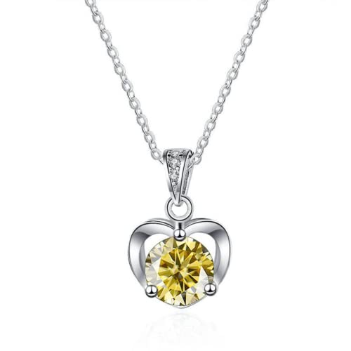 Collier de diamant Moissanite 1CT bleu vert rose et pendentif coeur pour femme