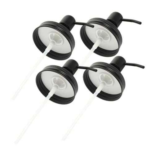 SOLUSTRE 4pcs Farmhouse Jar Dispenser Lids Regular Mouth Soap Pump Lids Hand Soap Lotion Dispenser Pump Lids for Kitchen Sink Dish Soap