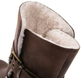 GLOBALWIN Women's Ankle Boots For Women Faux Fur Lined Winter Moto Boots Ankle Booties With Adjustable Double Buckles - Image 5