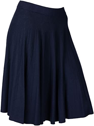 Kurzer Rock für Damen Viskose Knielang mit Stretch-Bund One Size 38-40 dunkelblau Cover