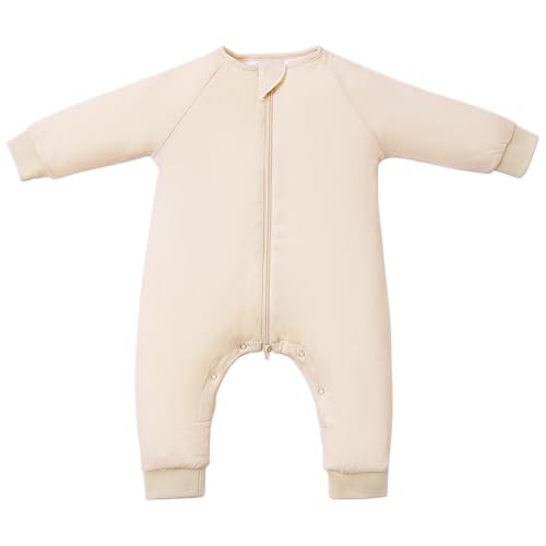 Image of Baby Sleep Sacks with Feet, 1.0 TOG Long Sleeve Wearable Blanket for 0-6M Infants & 2T-4T Toddlers, Soft and Cozy