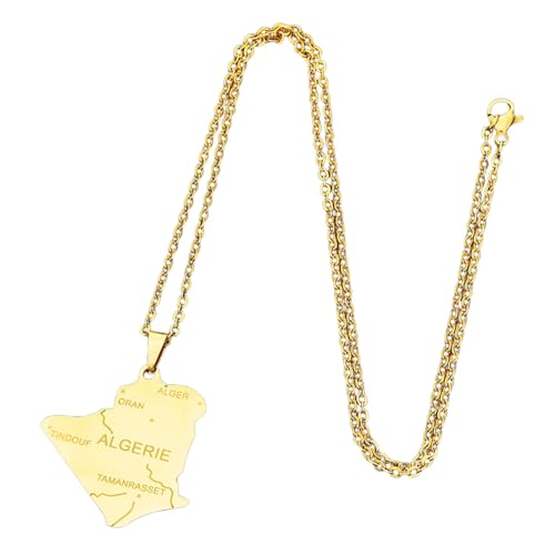 GZHENGZG Collane da Uomo e Gioielli da Donna Algeria Collana con Pendente per Uomo e Donna, Colore Oro, Paese, Gioielli Regalo Regalo