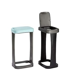 Rival Wertstoff-und Müllsackständer mit Schwingdeckel Flip, PP, schwarz Rahmen des Oberteils schwarz (20), 40 x 30 x 76,5 cm