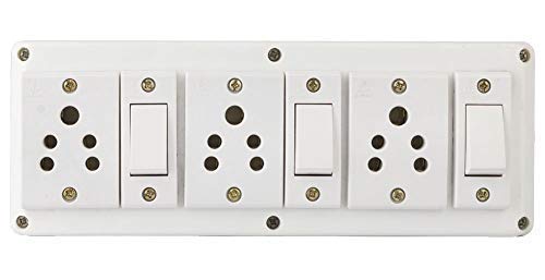 Siddhi PINS N Plugs (3+3) Multi Outlet Electrical Extension Switch Board with 3 Sockets 5A -3m Long Wire Power Strip