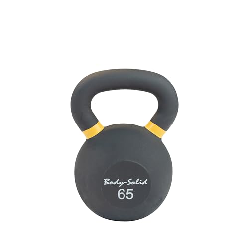 Body-Solid Matte Black Powder Coat Kettlebell Set (KBR65) with Kettle Grip Handle, Perfect Kettlebells for Weight Training and Core Workout Exercise Equipment, 65 lbs.