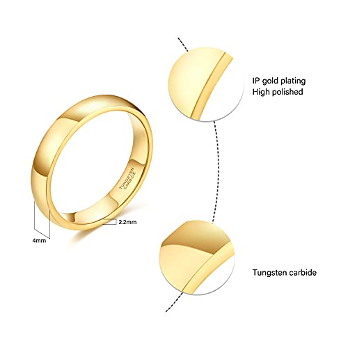 SHINYSO 2mm 4mm 6mm Tungsten Carbide Ring Dome Polished Wedding Band for Men Women Comfort Gold Fit Size 4-132