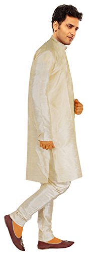 Pijama kurta de seda y algodón dorado para hombre talla 44 JBN Creation 2